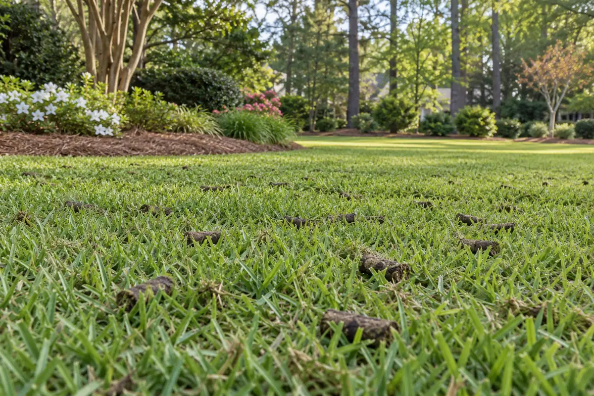 Illustrative warm-season lawn after core aeration