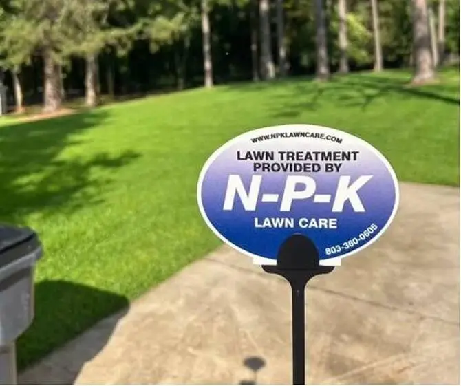 NPK Lawn Care Lawn Treatment Services NPK Lawn Care service sign for lawn treatments in Lexington SC