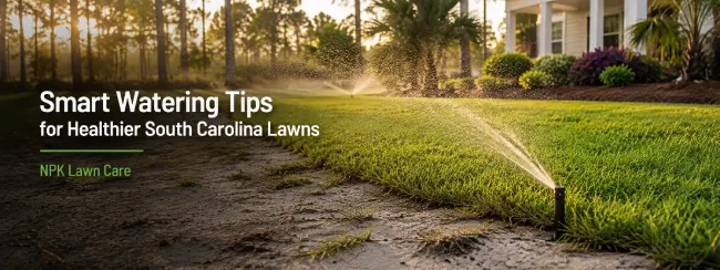 Sandy South Carolina lawn soil showing irrigation water soaking into turf roots