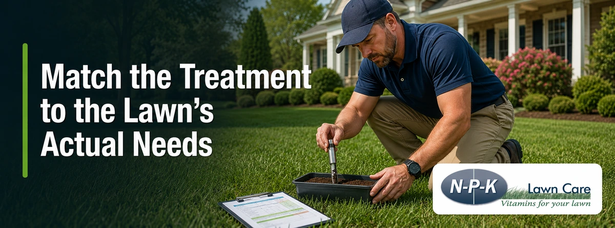 Lawn care professional evaluating soil conditions to determine appropriate lawn treatment