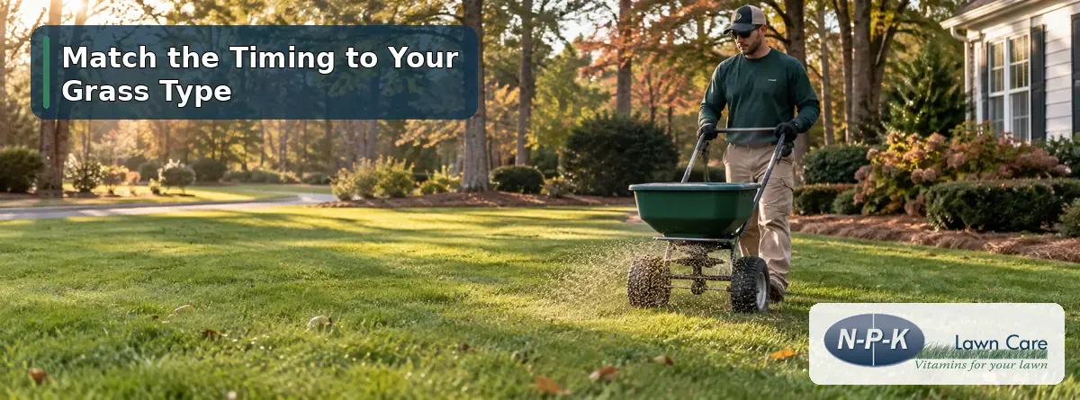 Lawn overseeding with a broadcast spreader during the fall growing season